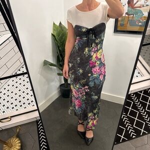 Anthropologie Black and Yellow Floral Dress